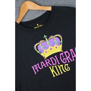 Mardi Gras King Graphic T-Shirt Mens XL Black Crown Short Sleeve Cotton Blend